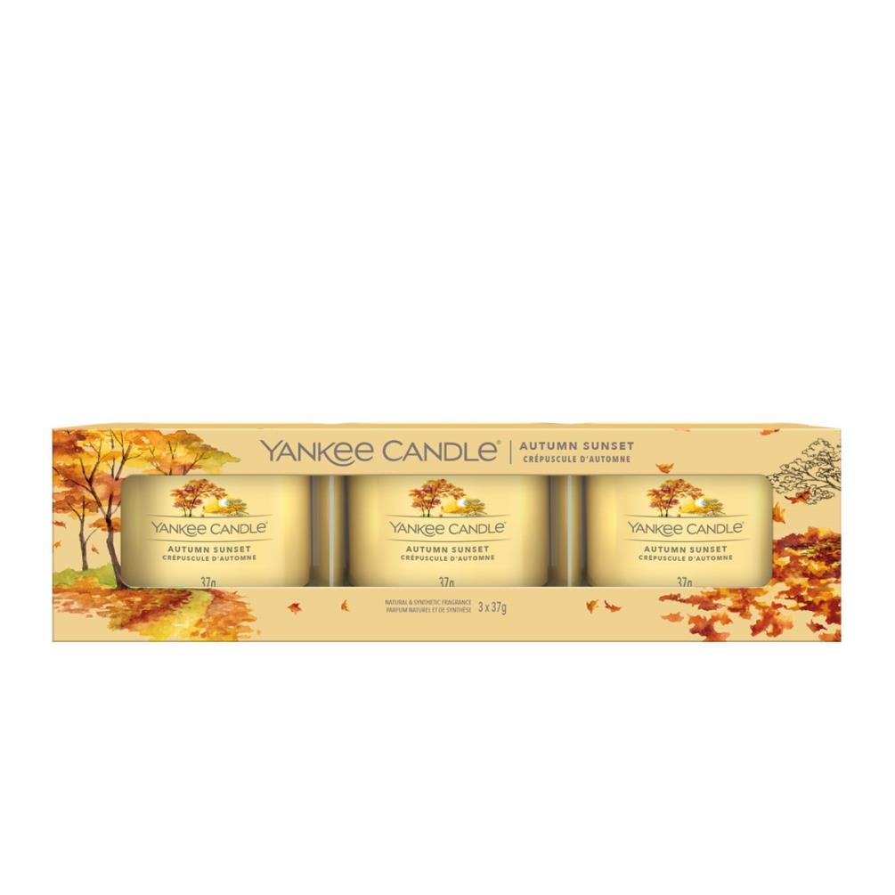 Yankee Candle Autumn Sunset 3 Filled Votive Candle Gift Set £5.99